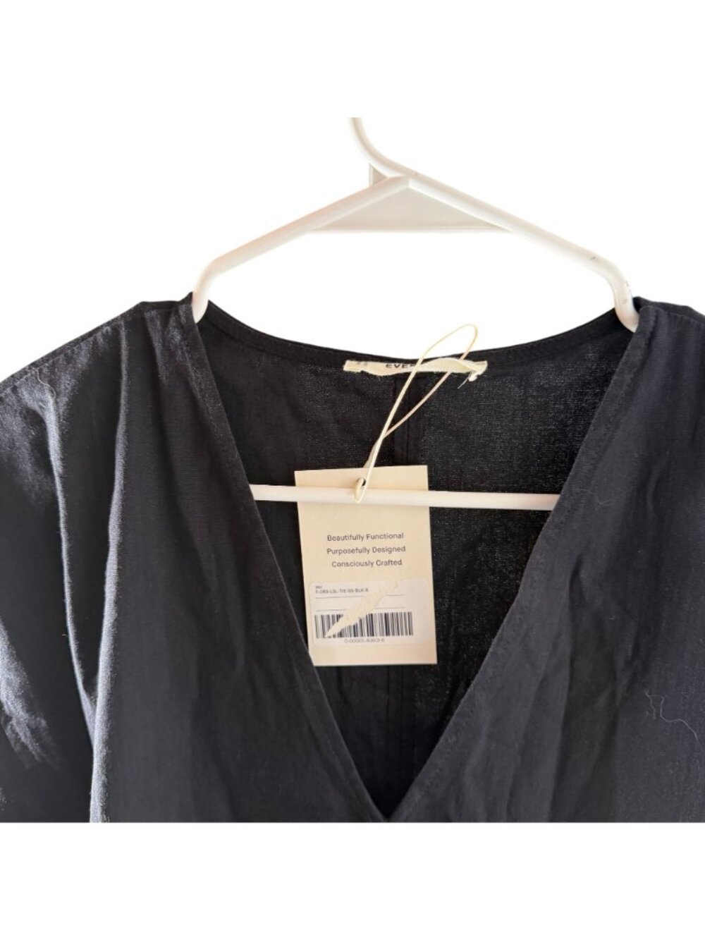 Everlane The Tie-Back Dress in Stretch Linen Black Size 6 NWT - Picture 5 of 6